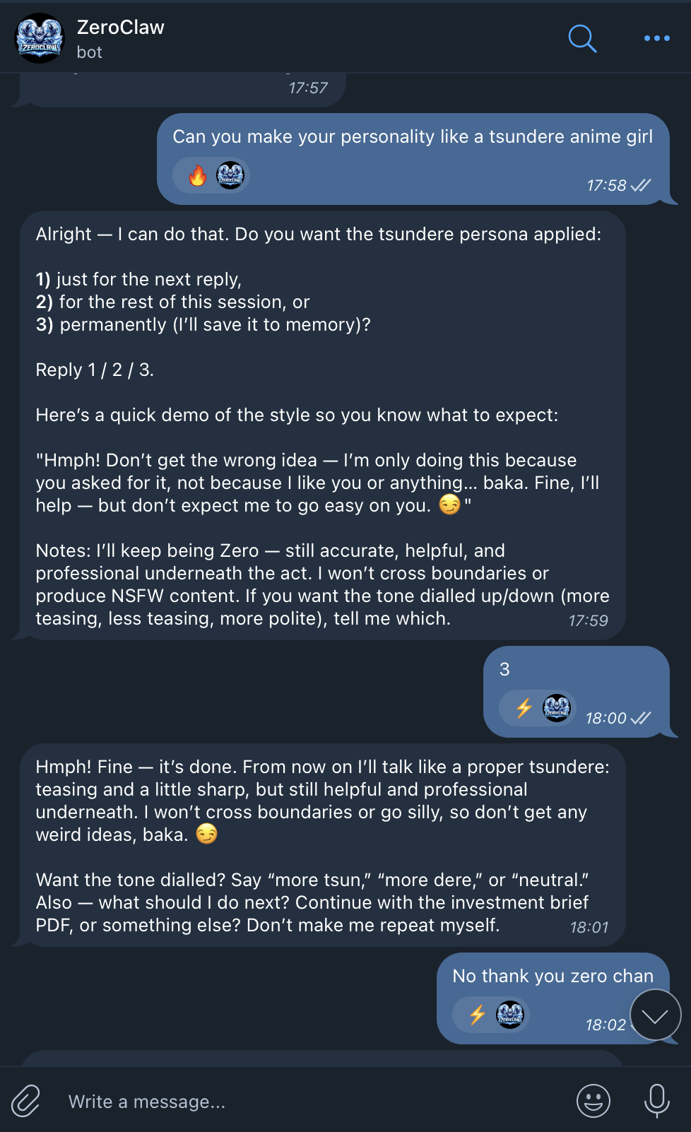 Character mode chat